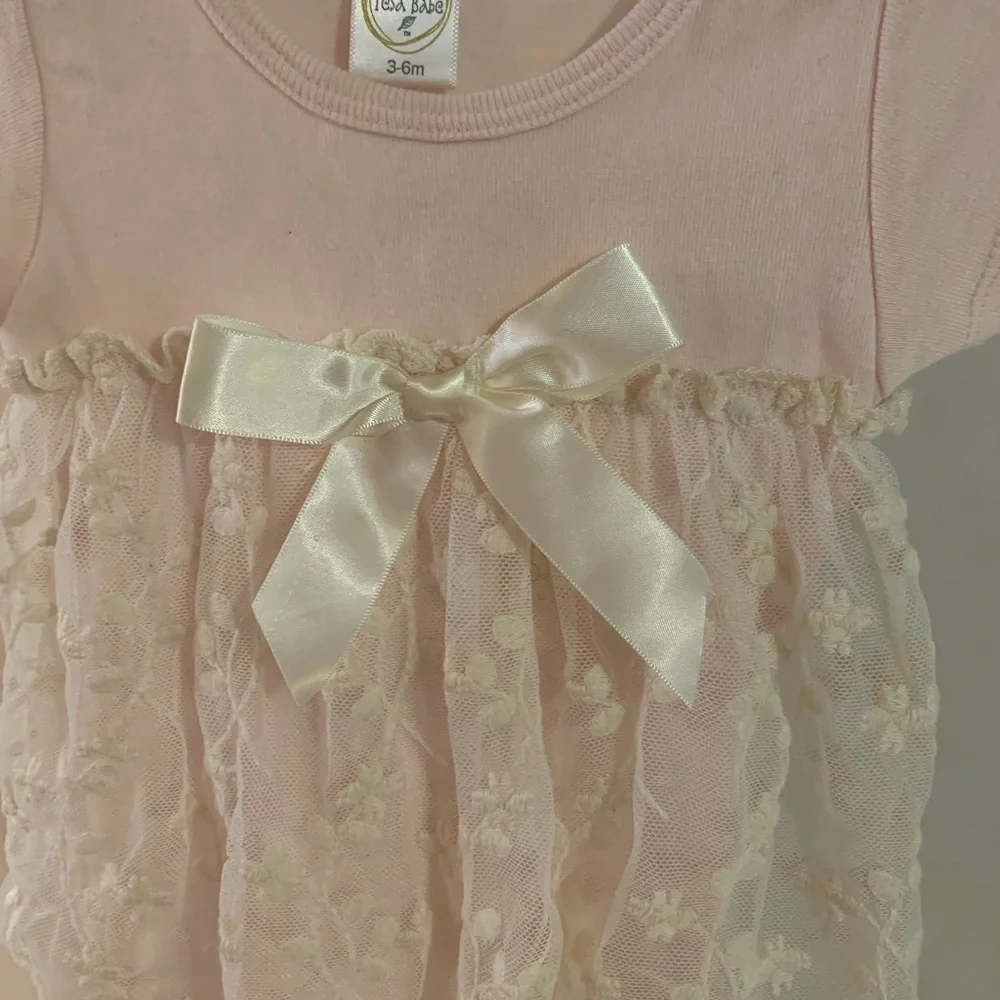 Tess Babe Pink and Lace Onesie Size 3-6 months